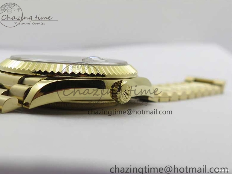 Black 40mm YG 228239 904 Version YG Bracelet Dial Markers BP A2836 Stick New Day-Date Dial on President 0420